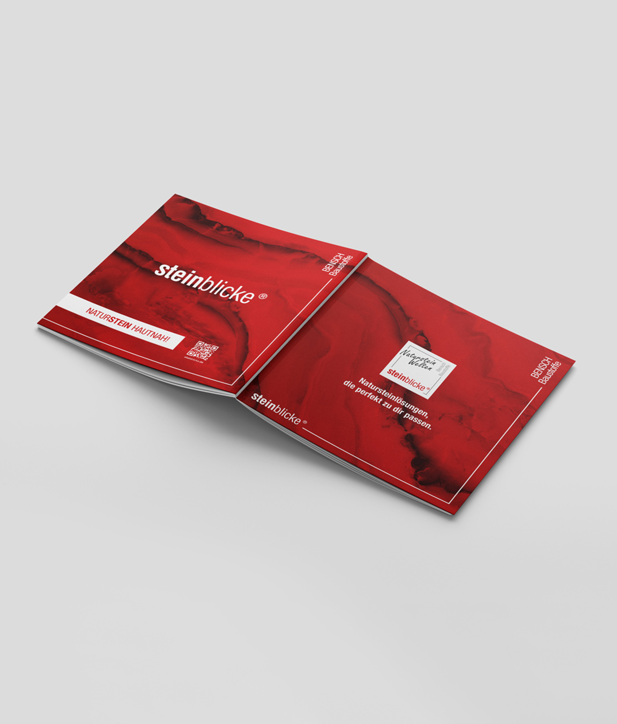 Broschüre zur Vermarktung hochwertiger Natursteinlösungen für steinblicke® aus Wunstorf