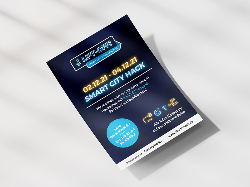 Vorderseite – Grafikdesign für Event-Flyer im Corporate Design für ein Smart City Projekt in Garbsen, umgesetzt von der übereck GmbH.