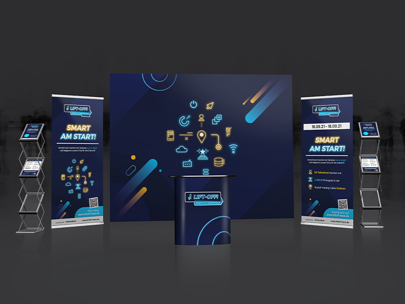 Messestand-Design Visualisierung für ein Event, Gestaltung und Umsetzung von der übereck GmbH.