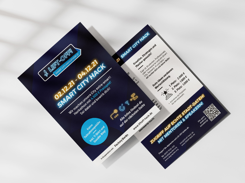 Grafikdesign für Event-Flyer im Corporate Design für ein Smart City Projekt in Garbsen, umgesetzt von der übereck GmbH.