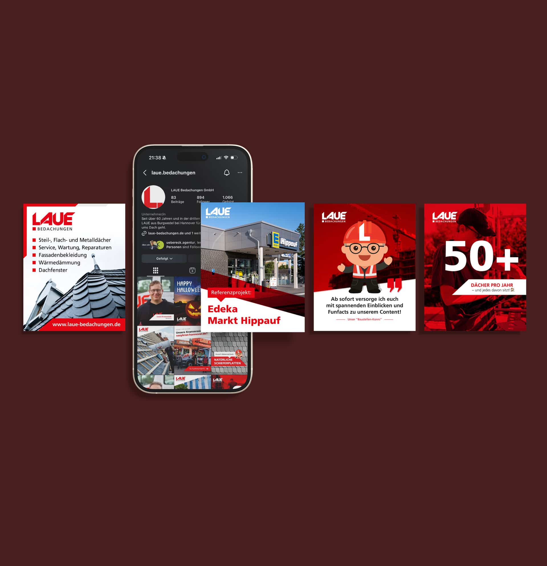 Social Media Marketing & Content Creation für LAUE Bedachungen