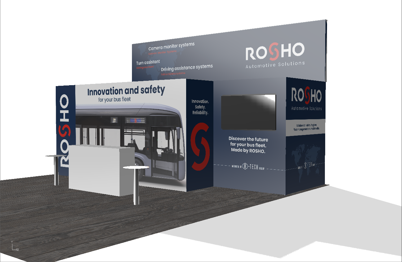 Messestand-Design für ROSHO Automotive Solutions | Busworld Brüssel