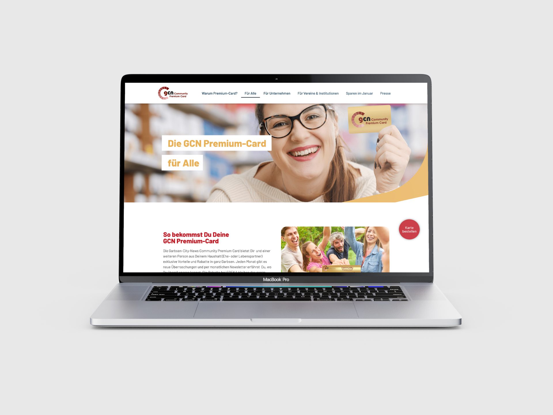 Desktop-Visualisierung der Website der Garbsen City News Premiumcard – Webdesign & Website-Entwicklung von der Digitalagentur übereck GmbH.