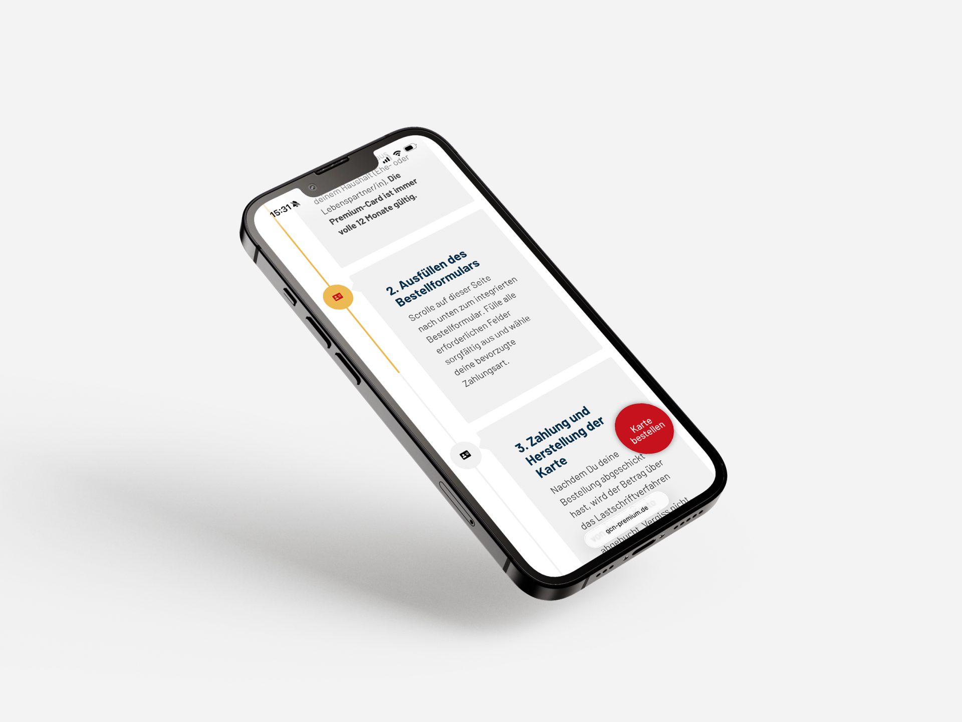 Smartphone-Visualisierung der Website der Garbsen City News Premiumcard – Webdesign & Website-Entwicklung von der Digitalagentur übereck GmbH.