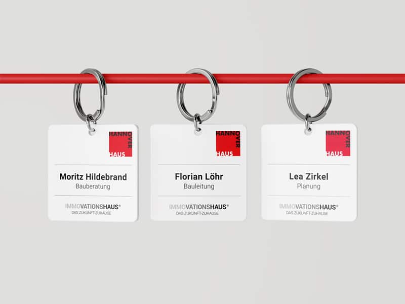 Visualisierung der Hannover Haus Nametags – gestaltet von der Designagentur übereck GmbH aus Hannover.