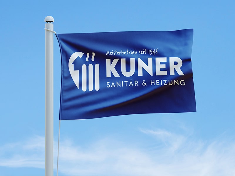Visualisierung des Logo-Redesigns für Kuner Sanitär + Heizung, umgesetzt von der übereck GmbH aus Hannover.